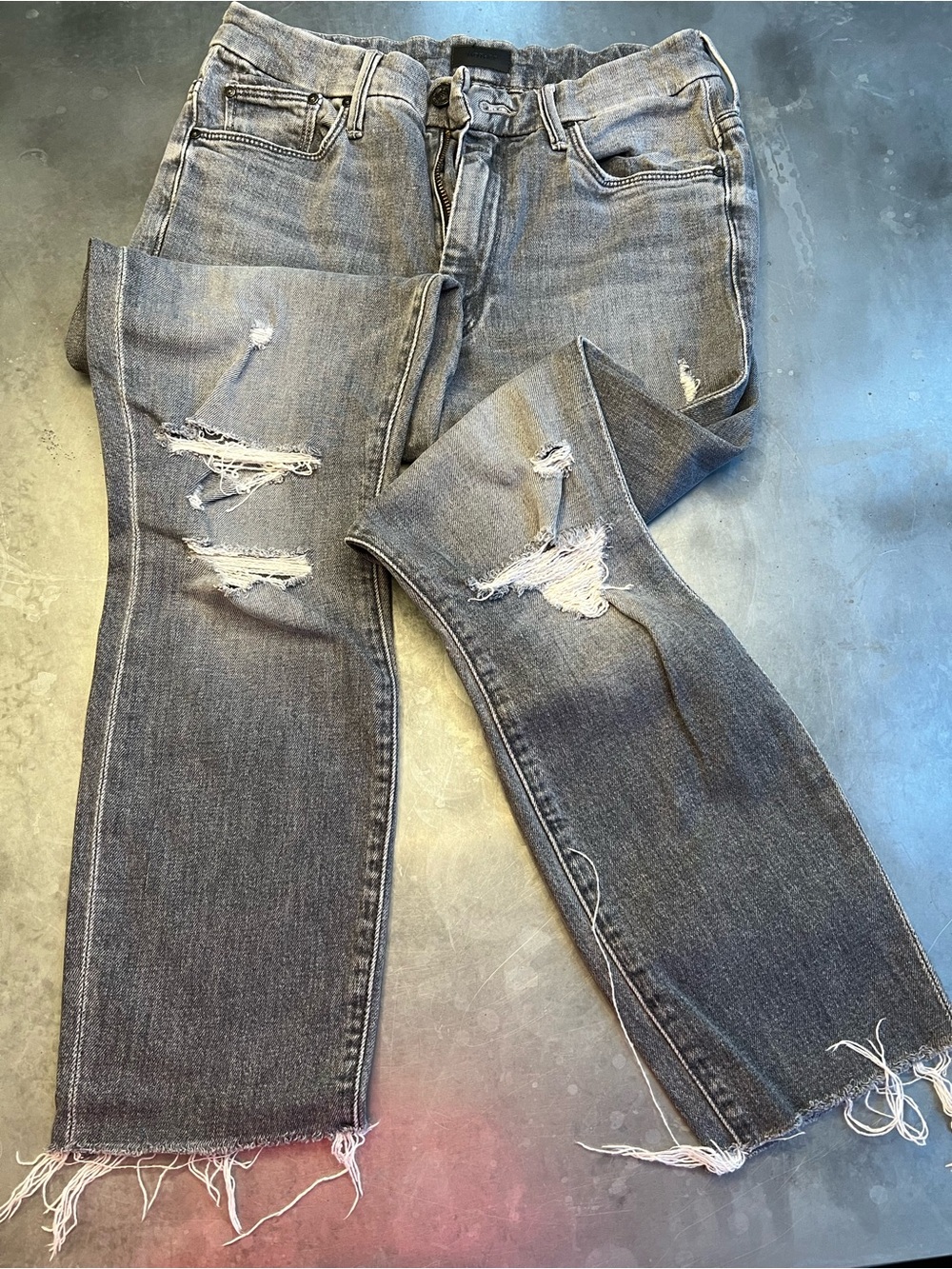 MOTHER Gray Wash Denim Jeans